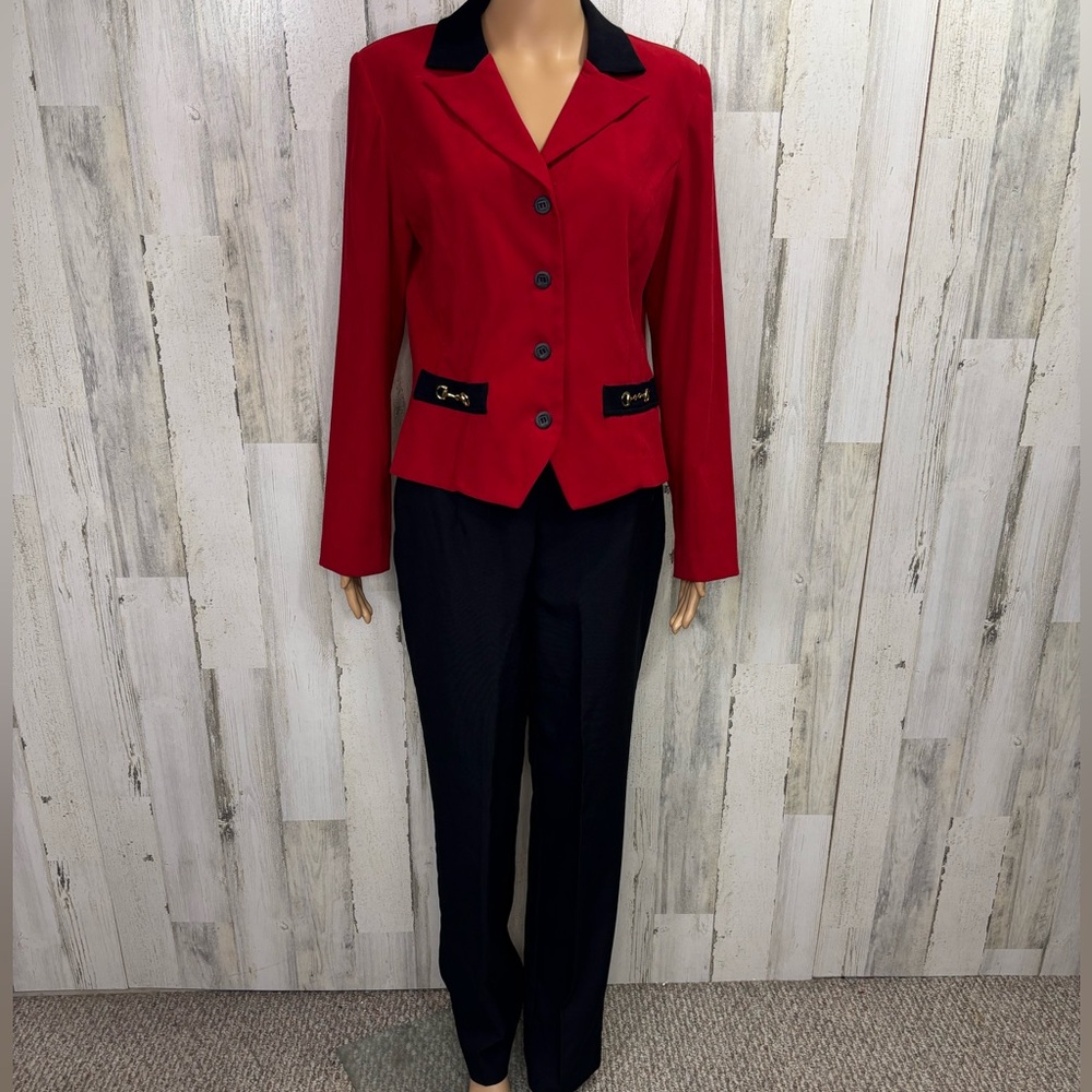 R& K Originals Vintage Red and Black Blazerโ with Pants Set